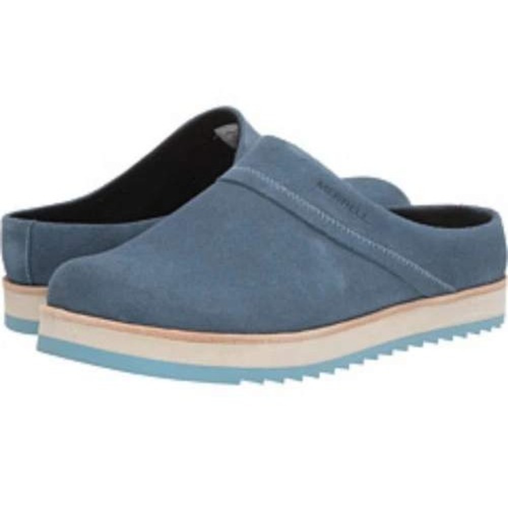 Merrell Juno Clog Suede Bluestone Blue Platform Slip On Shoes J001198 Womens 9.5 - Picture 3 of 9